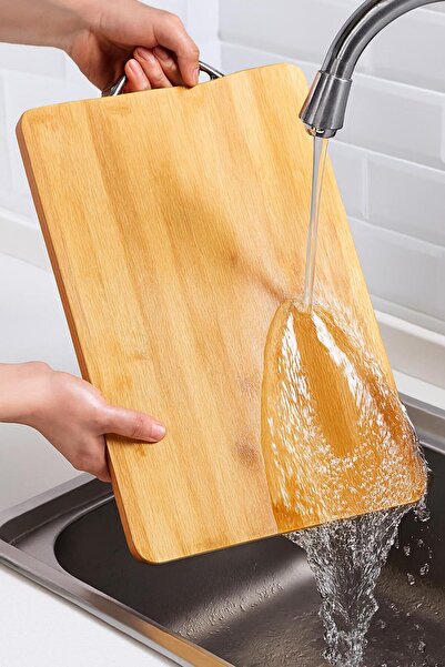 İLİVA Set of 2 Bamboo Cutting Boards - Natural Kitchen Presentation Bread Cutting Board