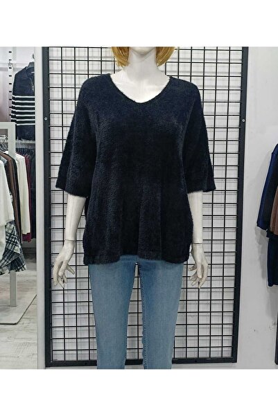 Butik Şans Half Sleeve V-Neck Bearded Italian Knitwear Sweater