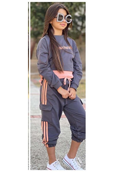 Riccotarz Κοριτσίστικο Σετ Φόρμας πλαϊνή τσέπη τεμαχίων με Λεπτομέρεια Στάμπας, Αμάνικο Σετ Φόρμας πλέξη ριμπ με Λεπτομέρεια Στάμπας και Σετ Φόρμας Ναυτικό Μπλε