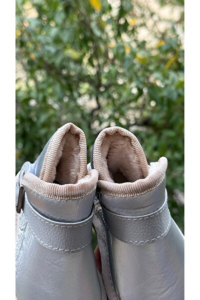 ÖZDE shoes Kışlık içi kürklü suya dayanıklı paraşüt kumaş ultra rahat cırtlı tokalı çocuk botu