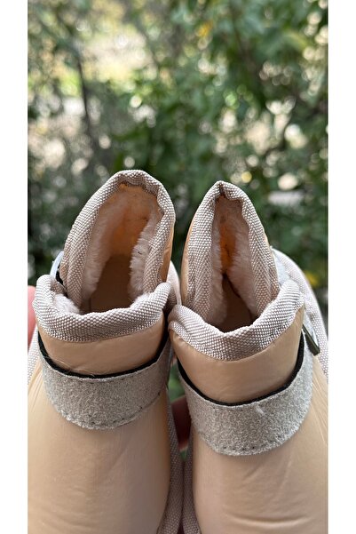 ÖZDE shoes Kışlık içi kürklü suya dayanıklı paraşüt kumaş ultra rahat cırtlı tokalı çocuk botu