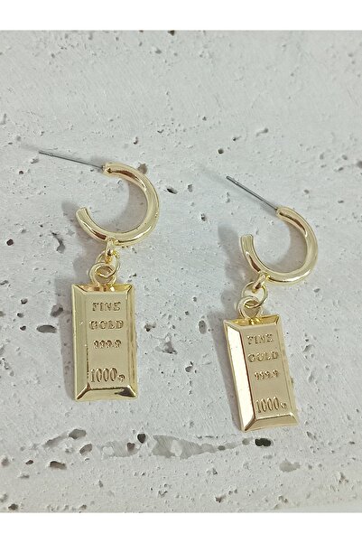 mos&more Gold Külçe Altın Kadın Küpe