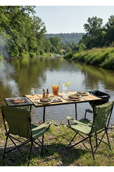 TIDY OUTDOOR Kamp Masası Mangallı Masa Barbekü Masası Katlanır Kamp Masası, Piknik Masası