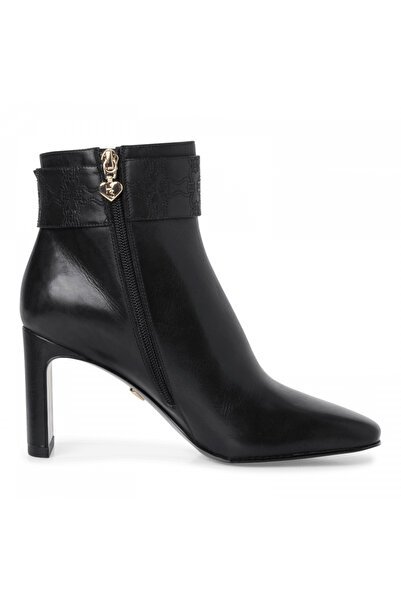 Tamaris Black ankle boots with heel and gold accessory