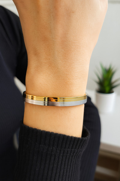 ÇAĞ MODA aksesuar gold&White kaplama 4lü paslanmaz çelik ajda bilezik