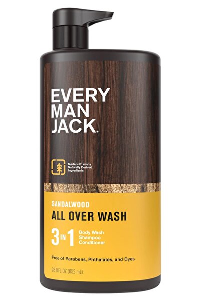 Every Man Jack شامبو وبلسم وجل استحمام 3 في 1 من خشب الصندل 852 مل