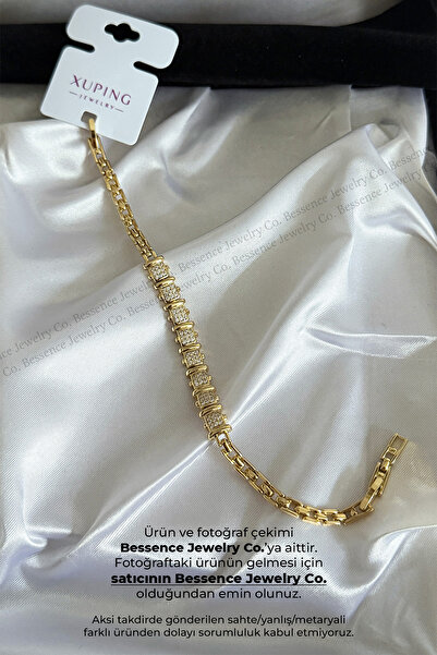 Bessence Jewelry Co Xuping 14K Gold Diamond Sparkling Çelik Bileklik