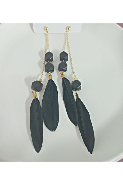 mos&more Black Feather Lightweight Stylish Earrings