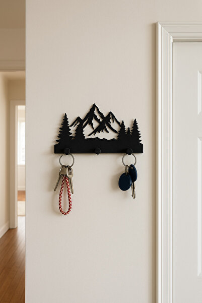 Muvesta Dağ Manzaralı 3D Dekoratif Anahtarlık Askılığı - Duvar Tipi Askı Aparatı