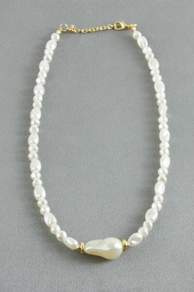 Generic Brand Oval Stone Pearl Necklace
