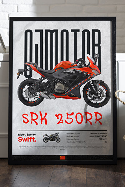 Duvarda QJ MOTOR SRK 250RR crni poster sa drvenim okvirom, dekorativna zidna ...