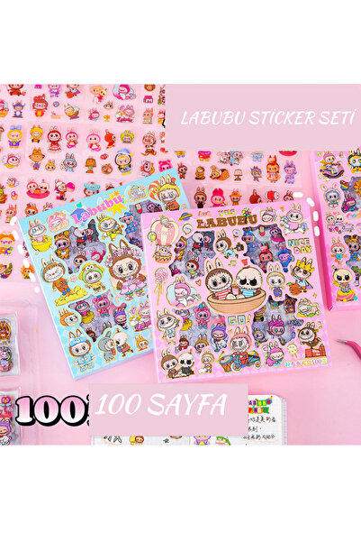 UĞURDAN Labubu 100 Sayfa 570 Adet Su Geçirmez Şeffaf Sticker – Sevimli Günlük...