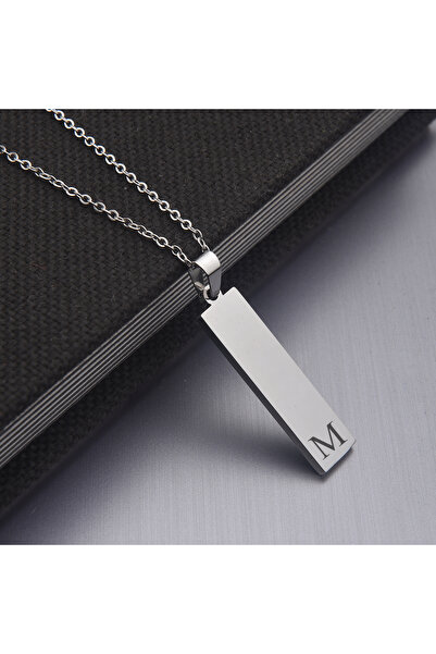 idolavm Happy Times M Harfli Erkek Çelik Kolye Takı Kişiye Özel Aksesuar