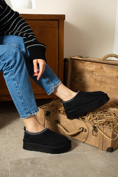 BERFONA ΜΙΝΙ ΧΕΙΜΕΡΙΝΕΣ ΠΑΠΟΥΤΣΙΑ ΜΕ ΦΟΡΜΑ ΠΑΝΤΟΦΛΑ ΜΕ ΜΑΥΡΟ ΜΑΥΡΟ ΕΣΩΤΕΡΙΚΟ ΤΟΥΒΟΛΟΥΡΟ