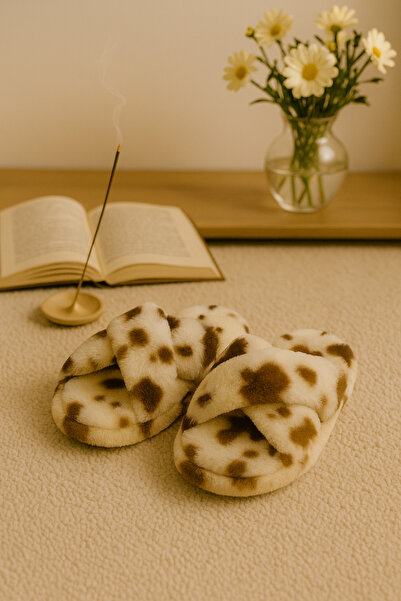 ALB TERLİK AYAKKABI SAN. TİC. LTD. ŞTİ. Women's Plush House Slippers Soft Cross Winter Model - Cross Towel Fabric Slippers