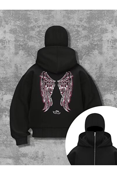 LOTS MODA Φούτερ Ninja Unisex με μάσκα χιονιού Ζακέτα με 2 νήματα χοντρό φλις