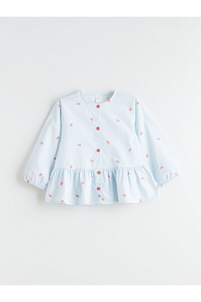 LC Waikiki LCW Kids Çizgili Poplin Kız Çocuk Gömlek ve Süveter