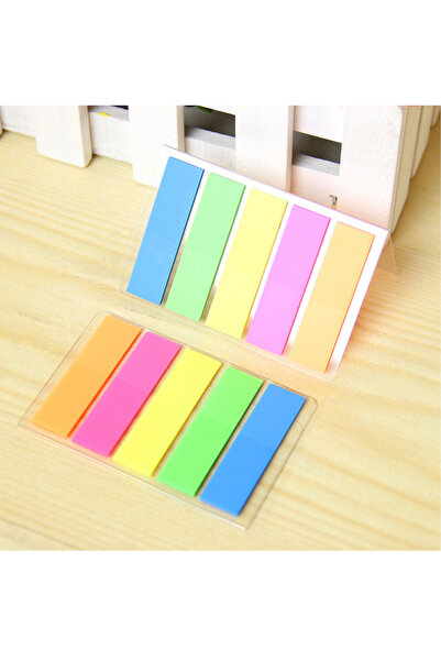 NaSaDAN 5 Renk Şeffaf Neon Yapışkan Ayraç Seti – Fosforlu Not ve Sayfa İşaretleyici – Postit