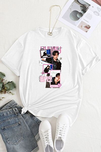 barsdepo Tricou Stray Kids Changbin cu imprimeu , supradimensionat Tricou alb...