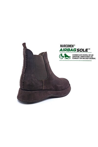 MARCOMEN Genuine Suede Leather Men's Brown Suede Chelsea Boots