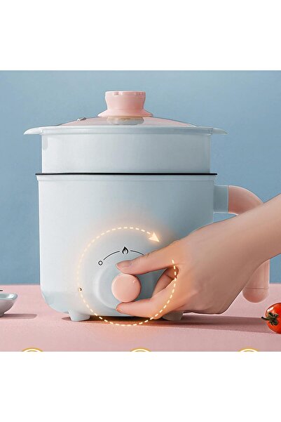 BROLEO Portable Electric Cooking Pot - Non-stick, Dry‑Boil Protection, Includes Steamer