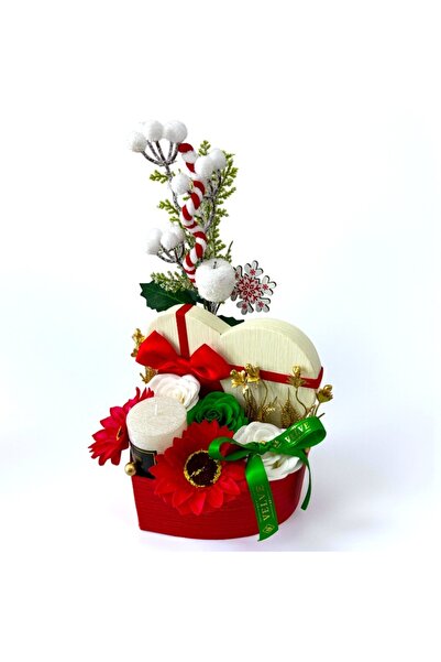 velve Aranjament Flower Heart Christmas,crengute decorative si lumanare parfu...