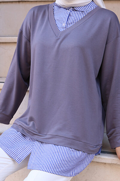 ECESSAMODAM Πουκάμισο με λεπτομέρεια στολισμένο σε στυλ sweat tunik