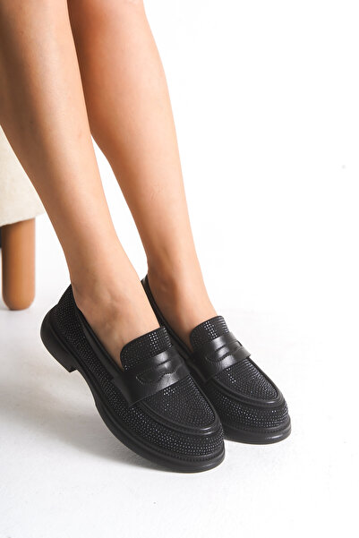 LEVONYA Γυναικείο Μαύρο Σουέντ Πέτρινο Ορθοπεδικό Μοκασίνι