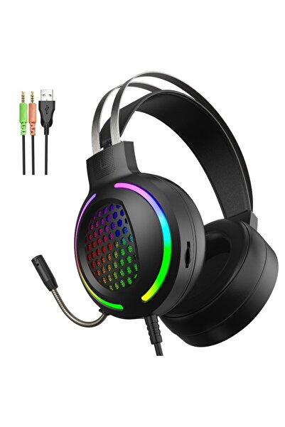 Deppo Trend Kulaküstü Oyuncu Kulaklık RGB Led Işıklı Gaming Ayarlanabilir USB...