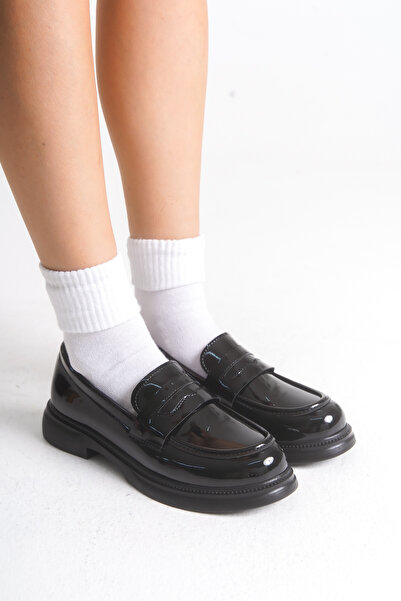 LEVONYA Γυναικείο Μαύρο Λουστρίνι Ορθοπεδικό Μοκασίνι