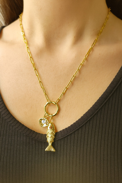 ÇAĞ MODA قلادة على شكل سمكة مع إكسسوار ساحر