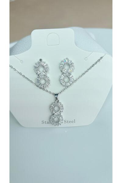 NİSA HOME Kadın Sonsuzluk aşk sembollu Kolye ve Küpe Seti – 14K Altın Kaplama...