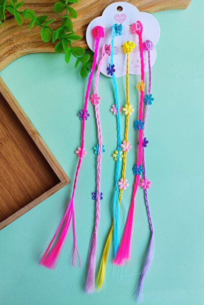 Nisankids Набір з 6 квітчастих затискачів для волосся з плетеним візерунком