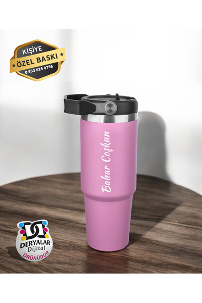DeryalarDijital Kişiye Özel İsim Baskılı Çelik Termos / 900 ml Hediyelik Ürün