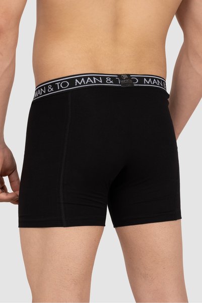 MAN&TO Men's Black Boxer 95% Cotton Lycra Breathable Flexible Comfortable Cut Single Piece