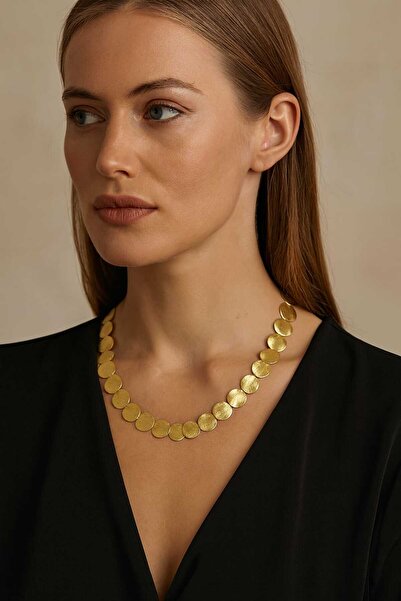 bahia butik aksesuar قلادة نسائية مستديرة ذهبية اللون من مادة النحاس – تصميم ...