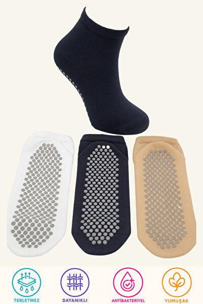 stellare Дамски 3 чифта чорапи с неплъзгаща се подметка за пилатес и йога – комплект неплъзгащи се, дишащи чорапи