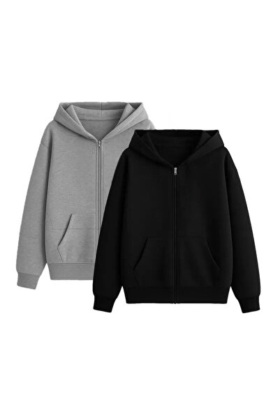 Karatopak 2-Piece Hooded Unisex Zippered Sweatshirt / Cardigan