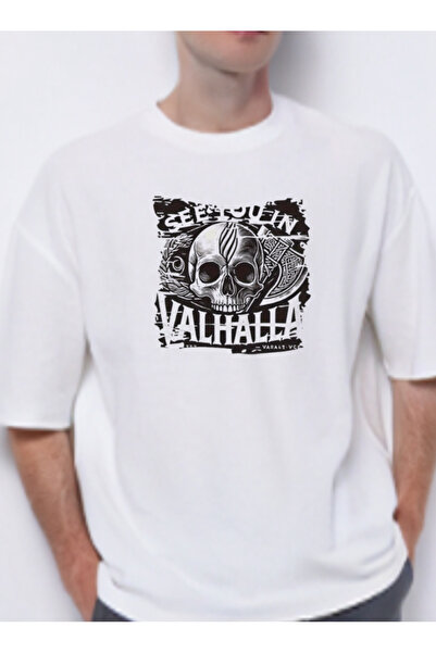 TİMİSİVA Unisex supradimensionat VALHALLA cu imprimeu bumbac 100% lu 30/1 gul...