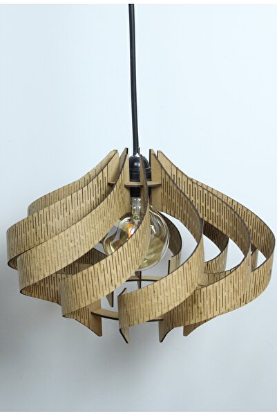 Icon Fırıldak Rustik Modern O.Odası, Bebek Salon, Mutfak,Hediyelik Sarkıt E27 Ampül Uyumlu Ahşap Avize