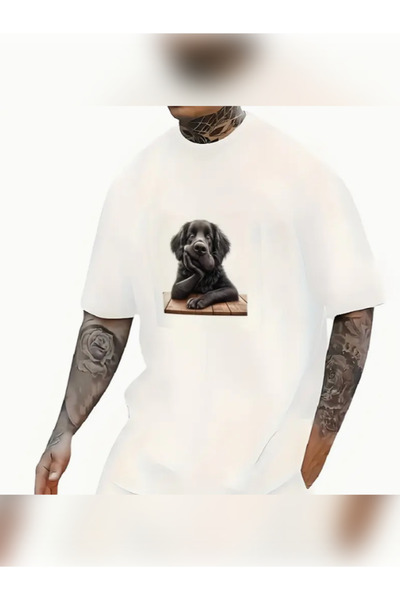 TİMİSİVA Unisex oversized KÖPEK1 με τύπωμα 100% βαμβάκι 30/1 με κοντό μανίκι ...