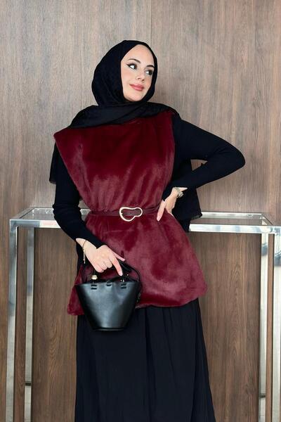 STİLBOON Kemerli Panço 1138 Bordo