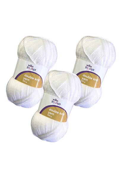 wilko Set 3 Fire textile, double knit, 3x100g, Alb