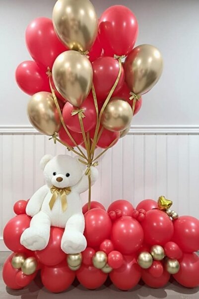 Baloncu Demmo مجموعة بالونات معدنية مكونة من 30 بالونًا، 20 بالون أحمر، 10 با...