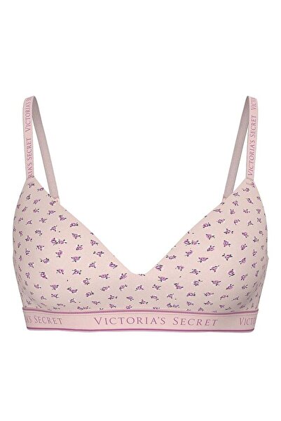 Victoria's Secret Logo Detailed Cotton Lightly Padded Supportive Wire-Free Bra
