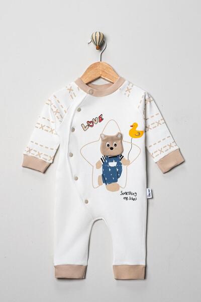 mandalinsbaby Premium Baby Boy Romper with Bear Detail