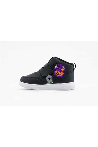 ECCAdesing Witch Pumpkin Printed Unisex Children's Ankle Strap Black Sports Boots