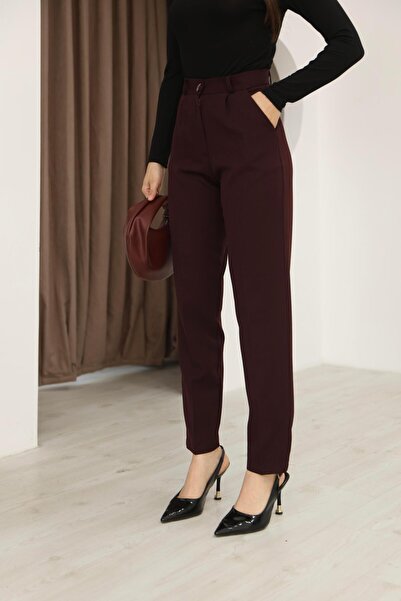 Hazel Women's Cherry Slim Fit Fabric Trousers