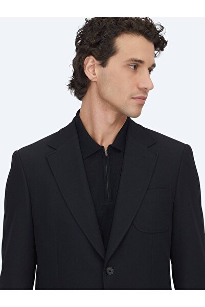 Kip Black Plain Modern Fit Knitted Suit