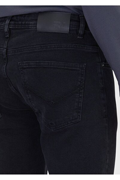 Ramsey Anthracite Straight Slim Fit Denim Cotton Blended Trousers